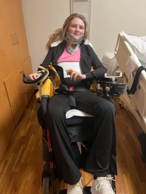 Female patient in wheelchair